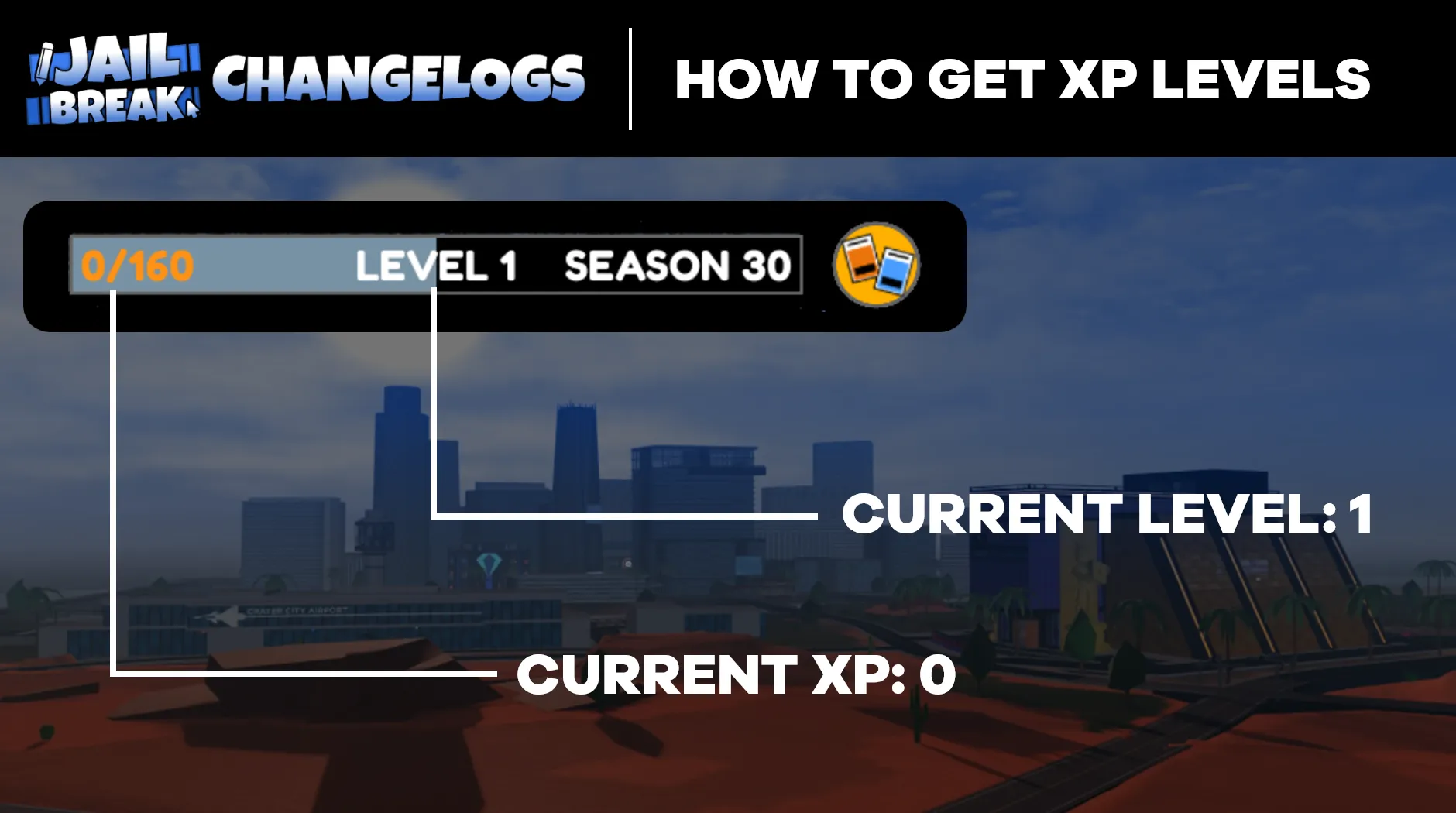 Example showing how to find your current level and XP in Roblox Jailbreak